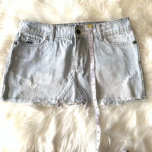 Distressed jean skirt 